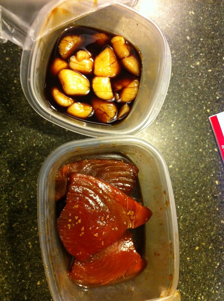 Grilled Ahi and Bacon Wrapped Scallops — Big Green Egg Forum