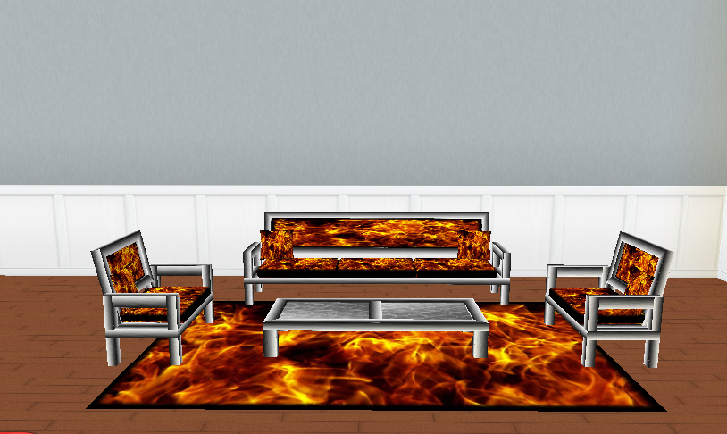 Fire &amp; Chrome Sofa set