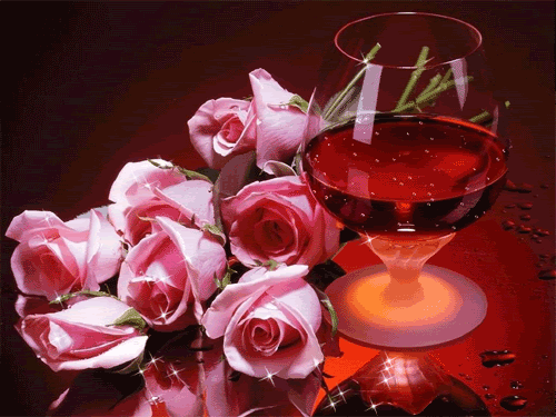 Pink roses and wine Pictures, Images and Photos
