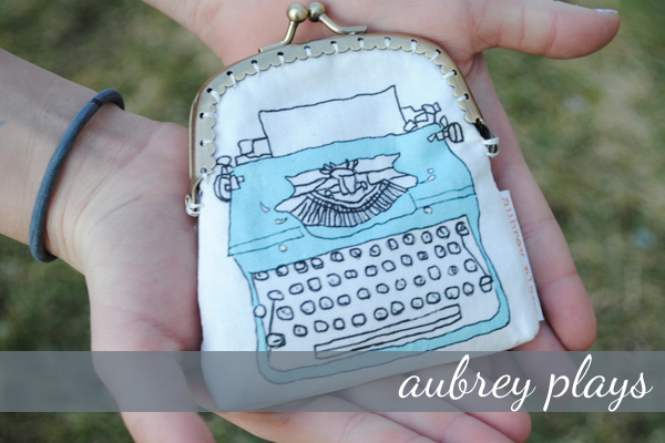 handmade fabric typewriter change purse from aubrey plays