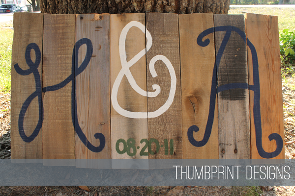 rustic initials - custom wedding gift sign