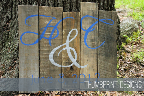 rustic initials - custom wedding gift sign