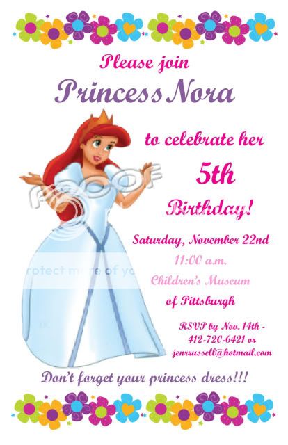 10 Ariel Little Mermaid Personalized Invitations #1  