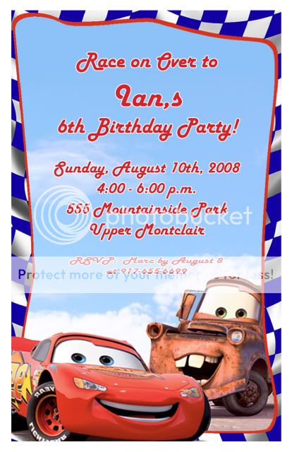 Set of 10 Cars Personalized Invitations #2  