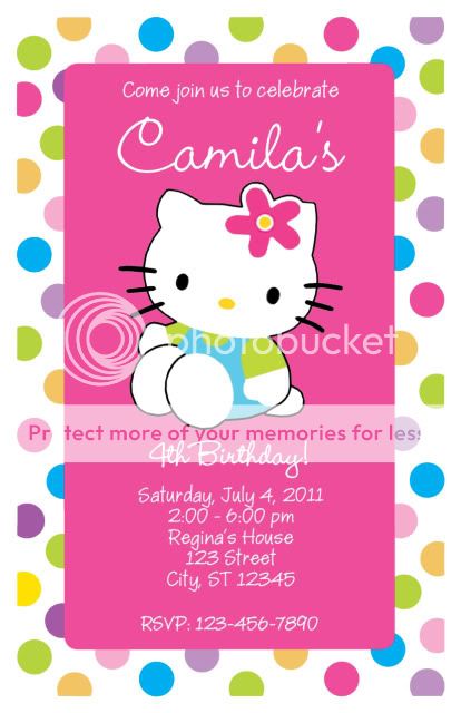 Set of 10 Hello Kitty Personalized Birthday Party Invitations with ...