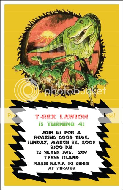 10 Dinosaur Jurassic Park Personalized Invitations  