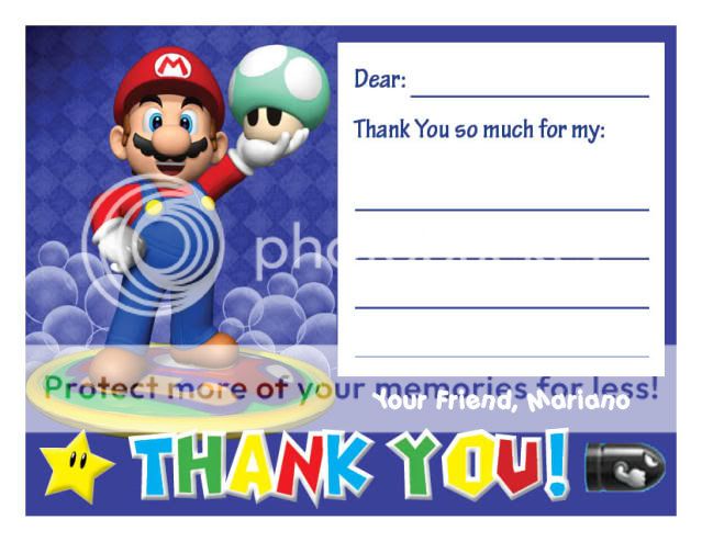 Setof10 Super Mario Bros. Personalized Thank You Cards  