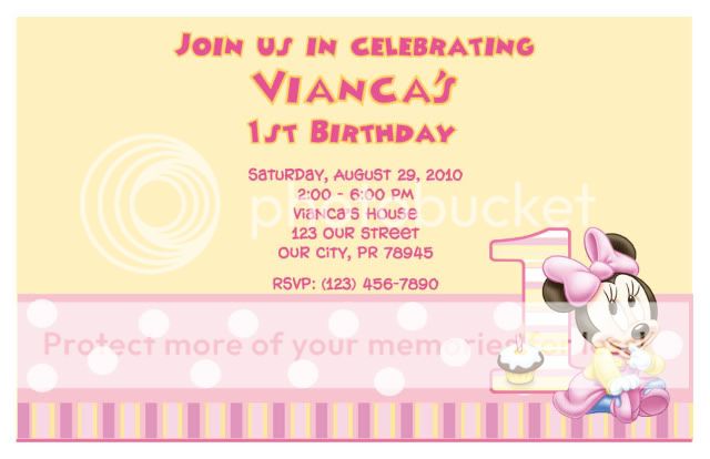 10 Baby Minnie Mouse Personalized Birthday Invitations  