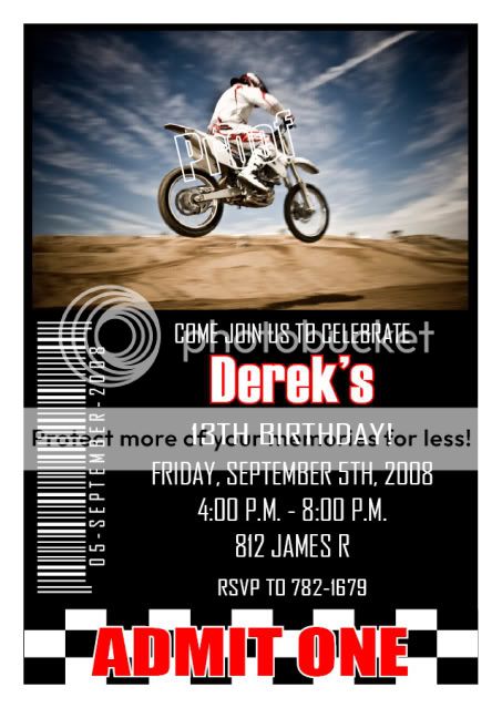 10 Motocross Motorcross Backstage Pass Invitations  