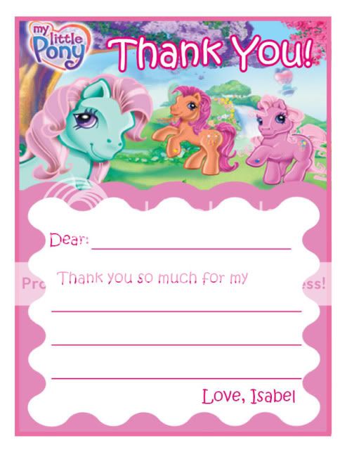 Set of 10 My Little Pony Thank You Notes Cards  