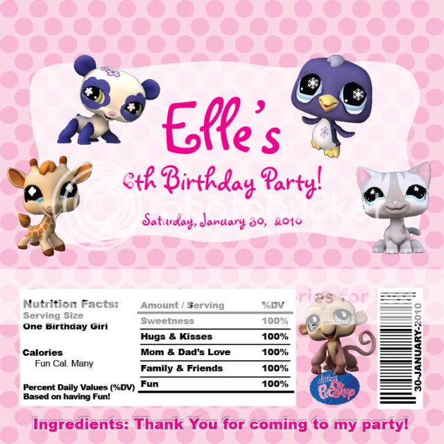 Littlest Pet Shop Personalized Chocolate Candy Wrappers  