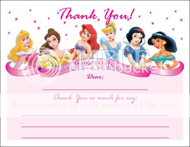 Setof10 Princess Princesses Personalized Invitations #3  