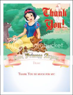 Set of 10 Snow White Personalized Invitations  