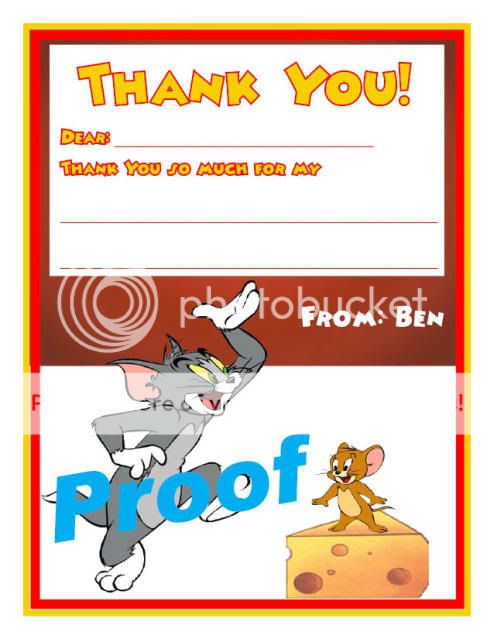 Set of 10 Tom & Jerry Personalized Thank You Cards  