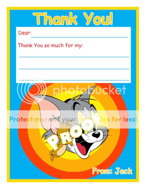 Set of 10 Tom & Jerry Personalized Thank You Cards  