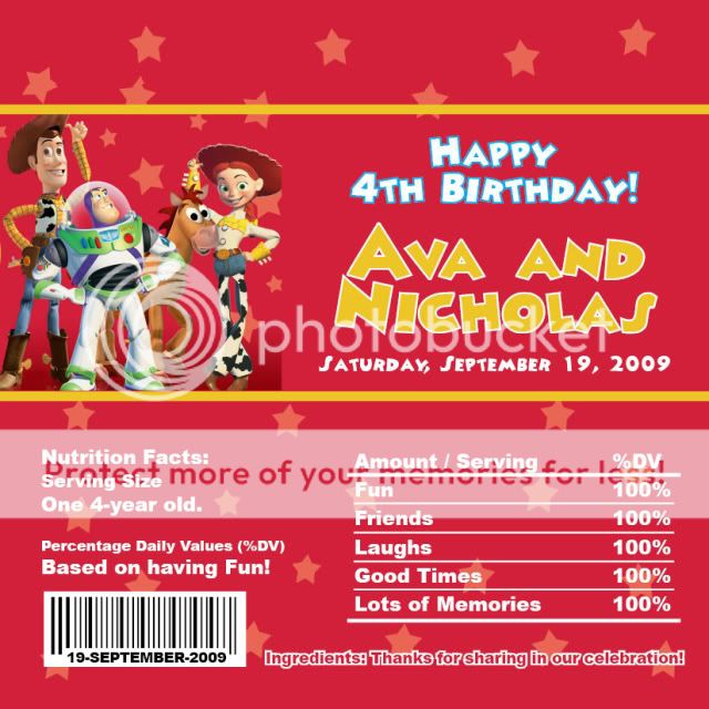 10 Toy Story 2 Personalized Chocolate Candy Wrappers  