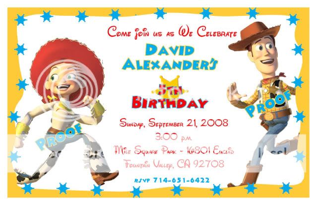 10 Toy Story 2 Buzz Woody Personalized Invitations