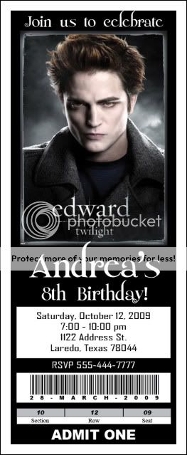 10 Twilight Saga Breaking Dawn Personalized Invitations  