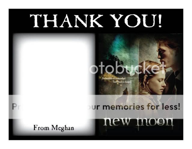 Setof 10 Twilight New Moon Personalized Thank You Cards  