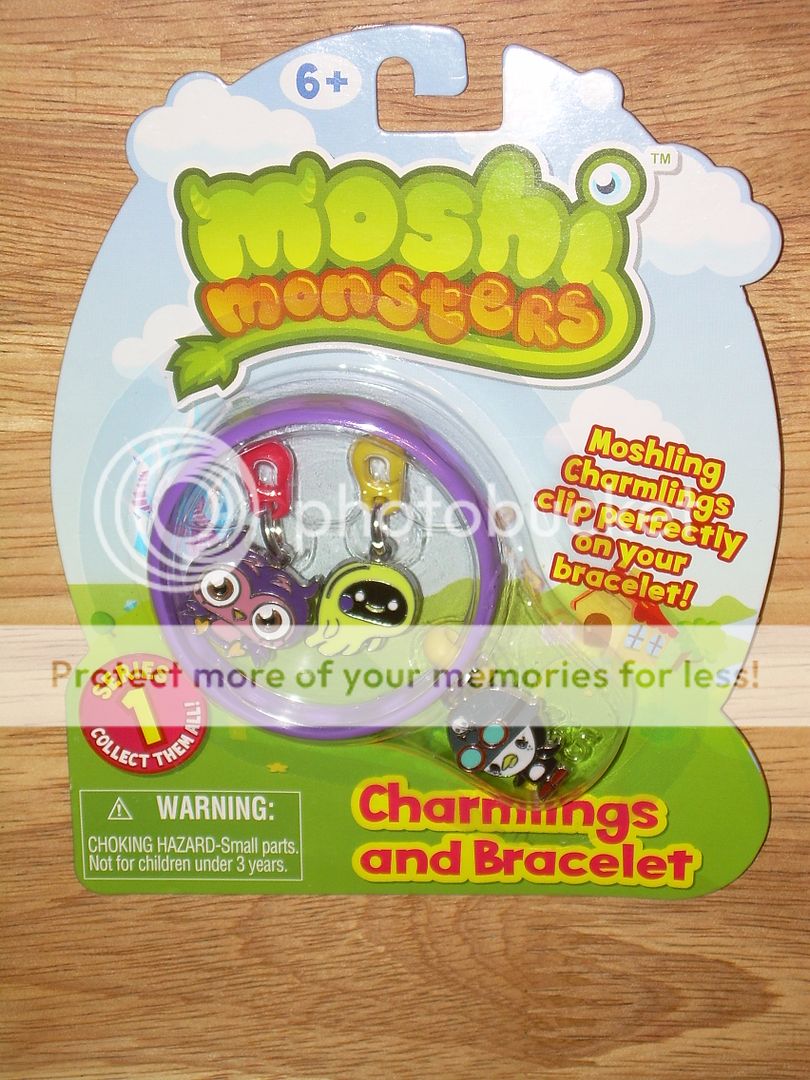 MOSHI MONSTERS Moshlings 3 CHARMLINGS & BRACELET Peppy/Prof. Purplex 