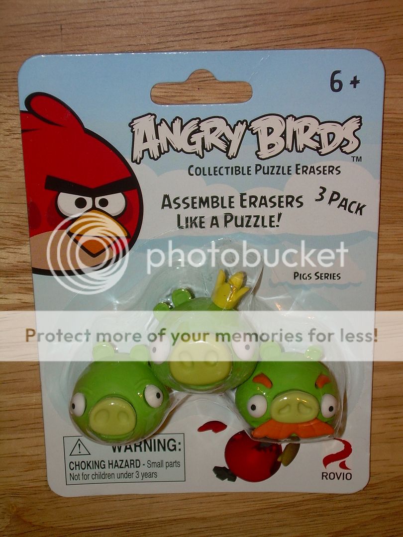 Angry Birds 3 Pack Figural Puzzle Erasers Gomu Pig Series King Mustache Minion