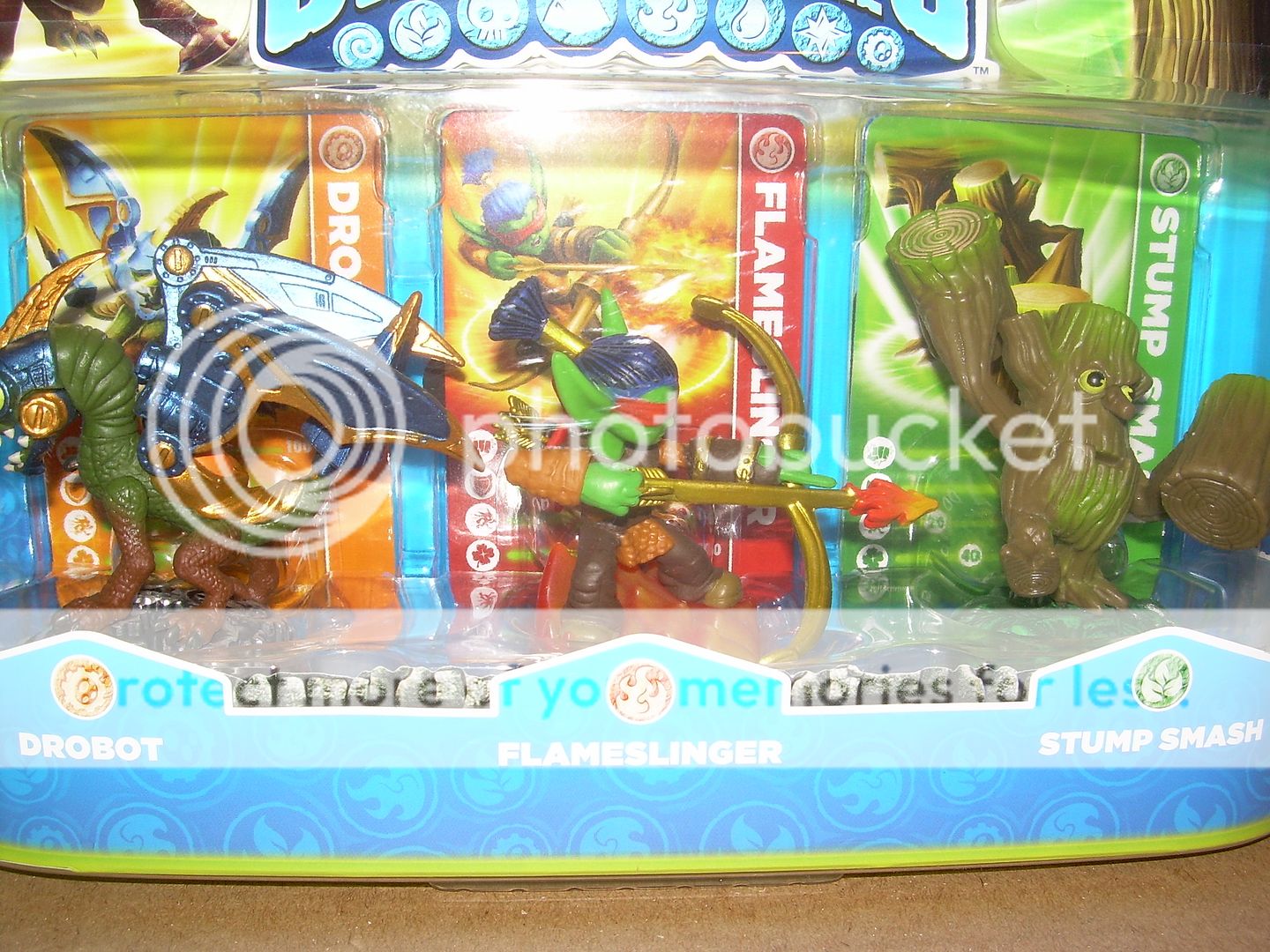 2011 Skylanders Spyros Adventure 3 Pack DROBOT FLAMESLINGER STUMP 