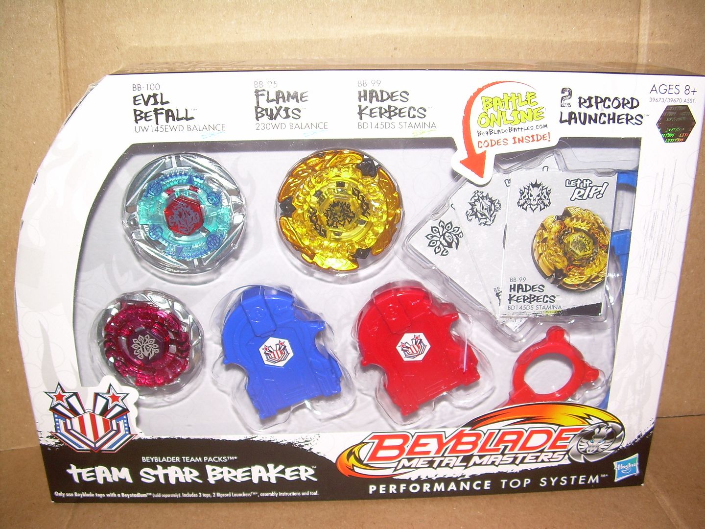 Hasbro BEYBLADE TEAM STAR BREAKER PACK Evil Befall/Flame Byxis/Hades ...